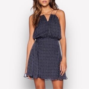 🍕🪻GREYLIN Viviana Keyhole Dress Navy White plaid small